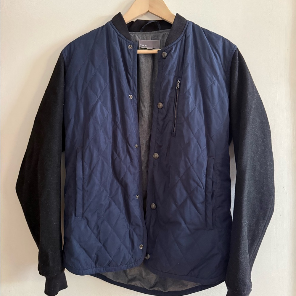 Vince Mixed-Media Wool Bomber Jacket